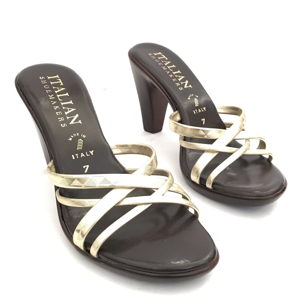 Italian Shoemakers Metallic Gold Strappy Sandals